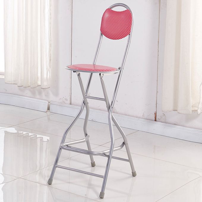 Modern Folding Armless Counter Stool Iron Cashier Bar Stool with Footrest