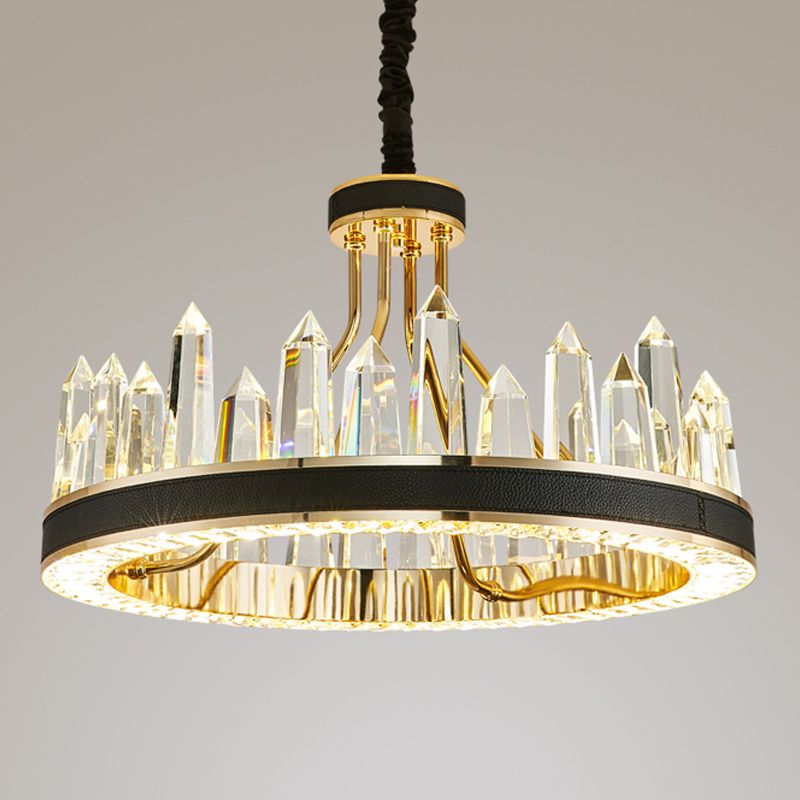 Contemporary Chandelier Light Fixture K9 Crystal Pendant Chandelier in Black