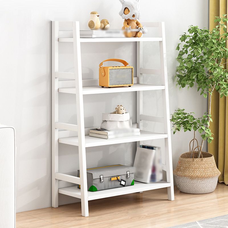 Contemporary Ladder Bookcase Wooden Open Back Bookshelf with Shelves for Home