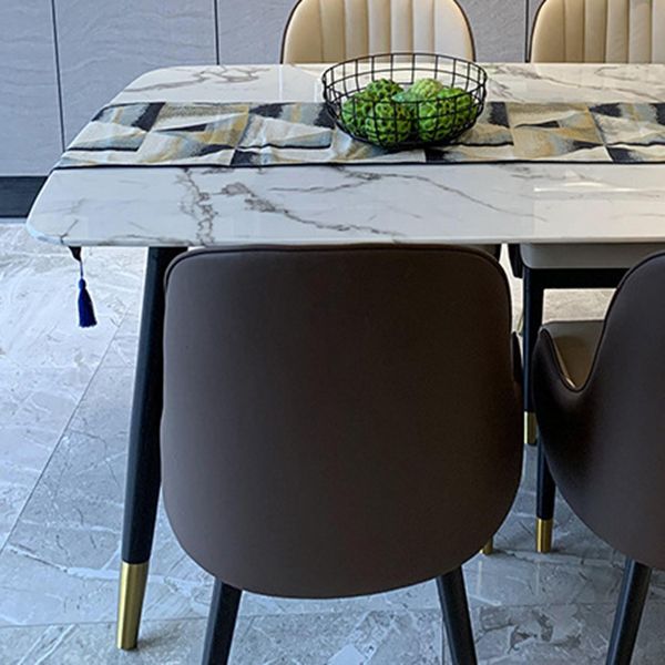 Modern Dining Table White Rectangle Table with 4 Legs for Dining Room