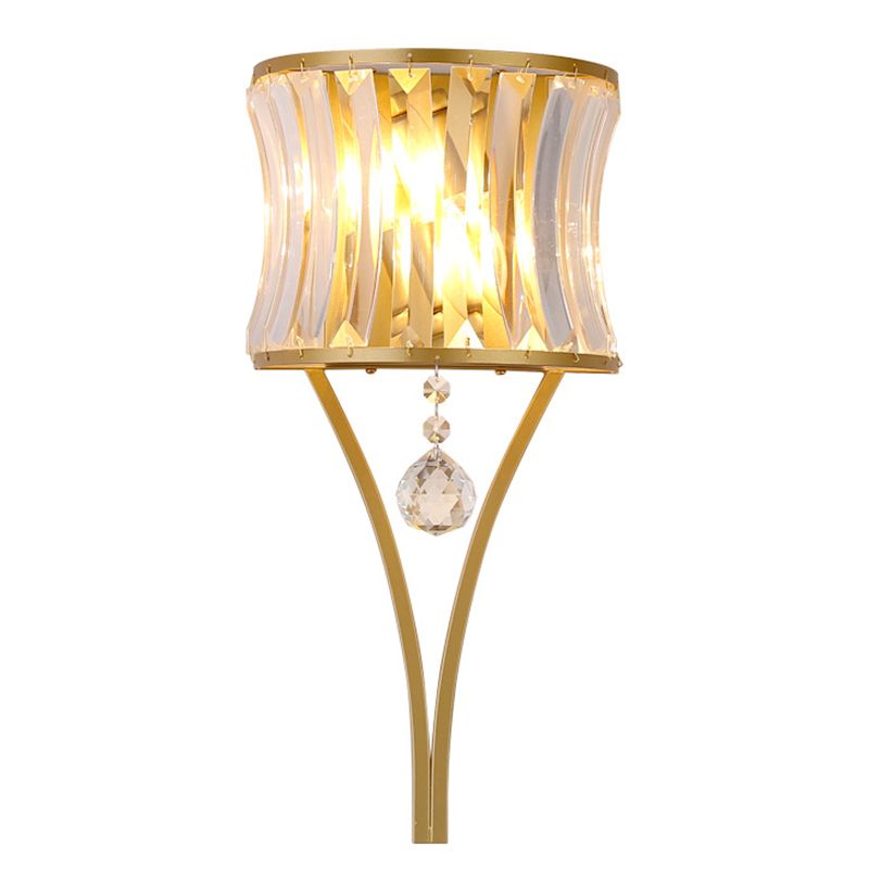 Lámpara de pared geométrica de cristal en moderna luz de pared de hierro forjado de estilo de lujo para espacios interiores