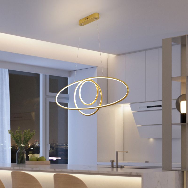 Linear Shape Island Pendant Contemporary Style Metal 1 Light Island Lighting Fixture