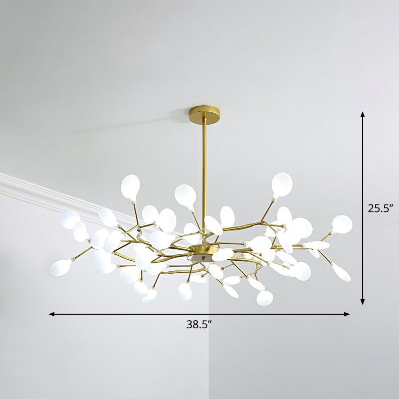 Gold Finish Firefly Hanging Lamp Modern Acrylic Chandelier Light Fixture for Living Room