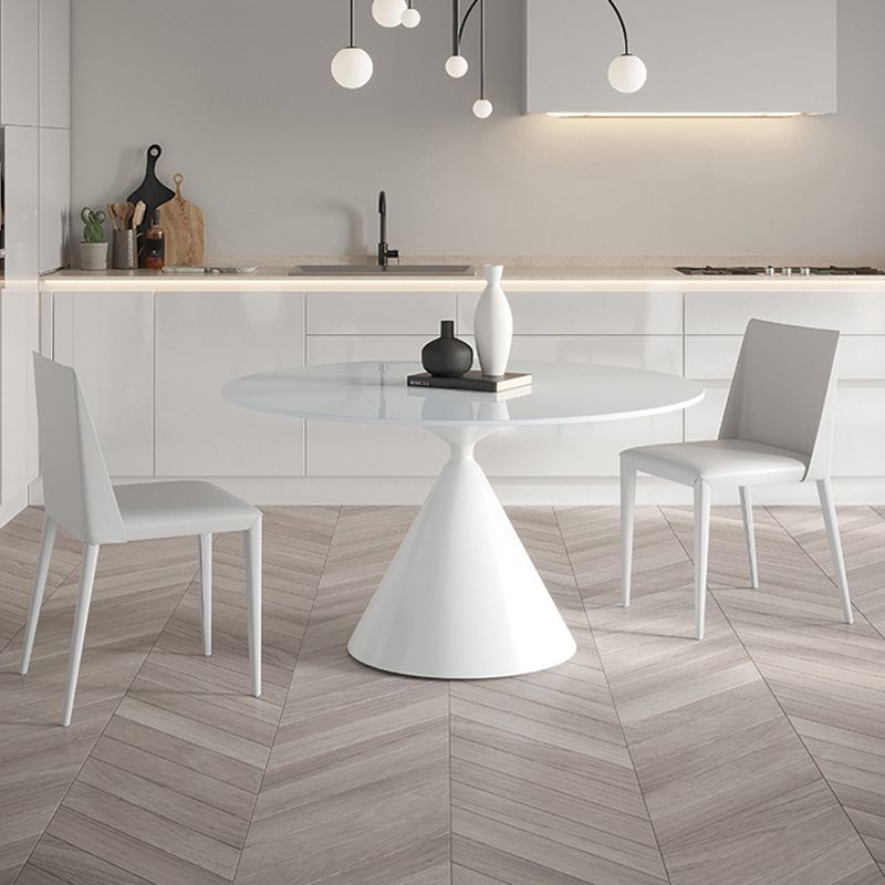 Round Dining Table Stone Dining Table in Black and White with Pedestal
