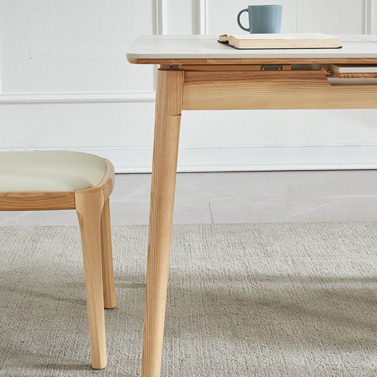 1/2/5/6/7 Pieces Extendable Rectangle Dining Set Sintered Stone Top Wooden Table Set