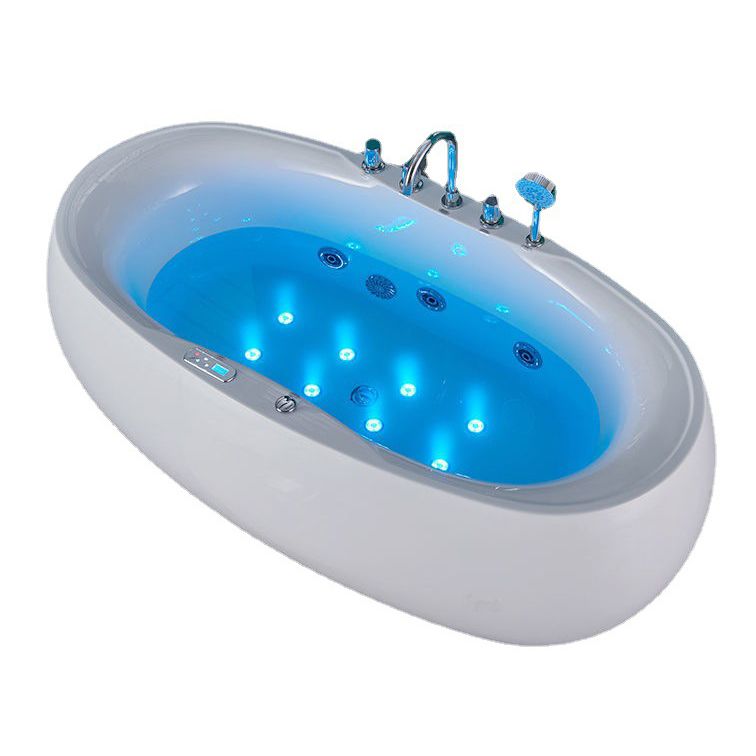 Freestanding Bath Acrylic Soaking White Heater Included Bathtub