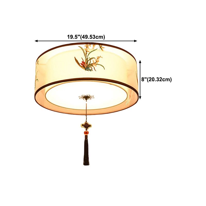 Traditional Style Fabric Ceiling Light Multi Lights Ceiling Mount Light