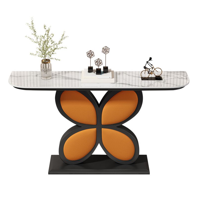 Stone Half Moon End Table 1-shelf 31.5-inch Tall Accent Table