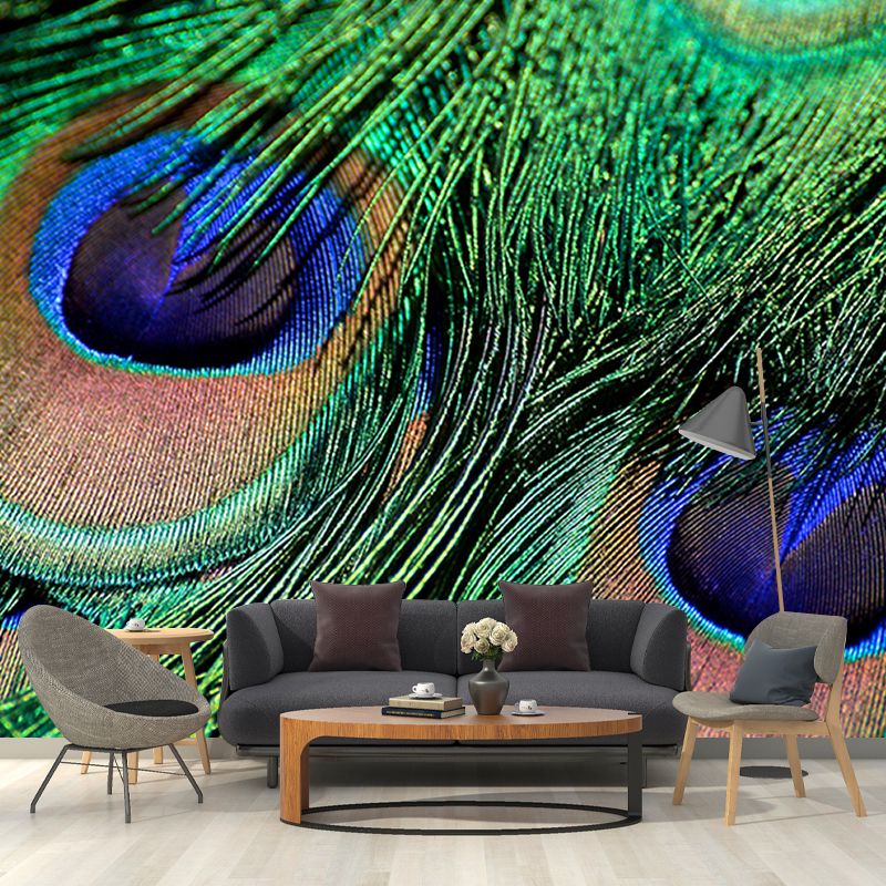 Fashionable Wall Mural Peacock Feather Print Drawing Room Wall Mural