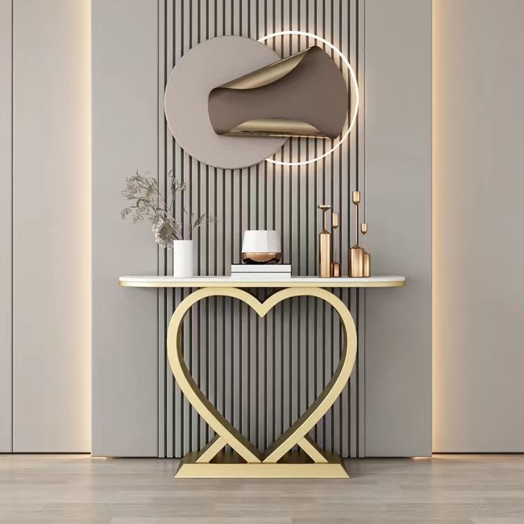 Half Moon Contemporary Console Accent Table Antique Finish Console Sofa Table