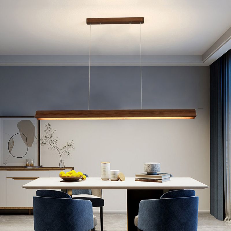 Contemporary Island Pendants Wooden Shade Island Lighting Ideas for Kitchen