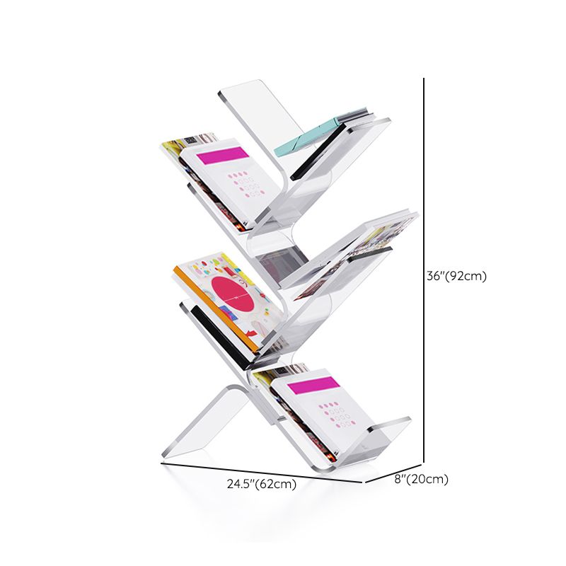 Contemporary Acrylic Bookshelf Standard Clear Open Back Bookcase