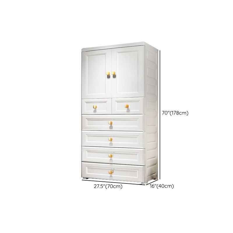 Contemporary Style Wardrobe Armoire Plastic Wardrobe Closet with Drawer and Door