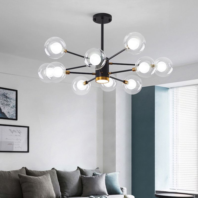 Kugelförmige Form Kronleuchter leichter moderne Glasglas Multi -Licht -Hanglampe für Schlafzimmer