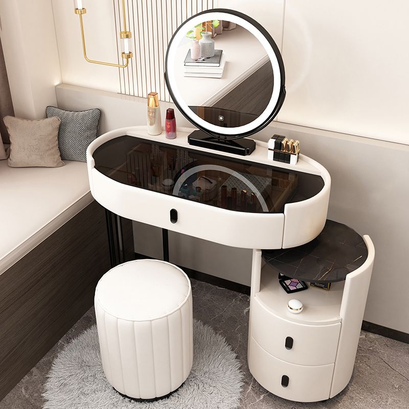 3 Drawers Glam Makeup Vanity Desk with Glass Top Makeup Vanity