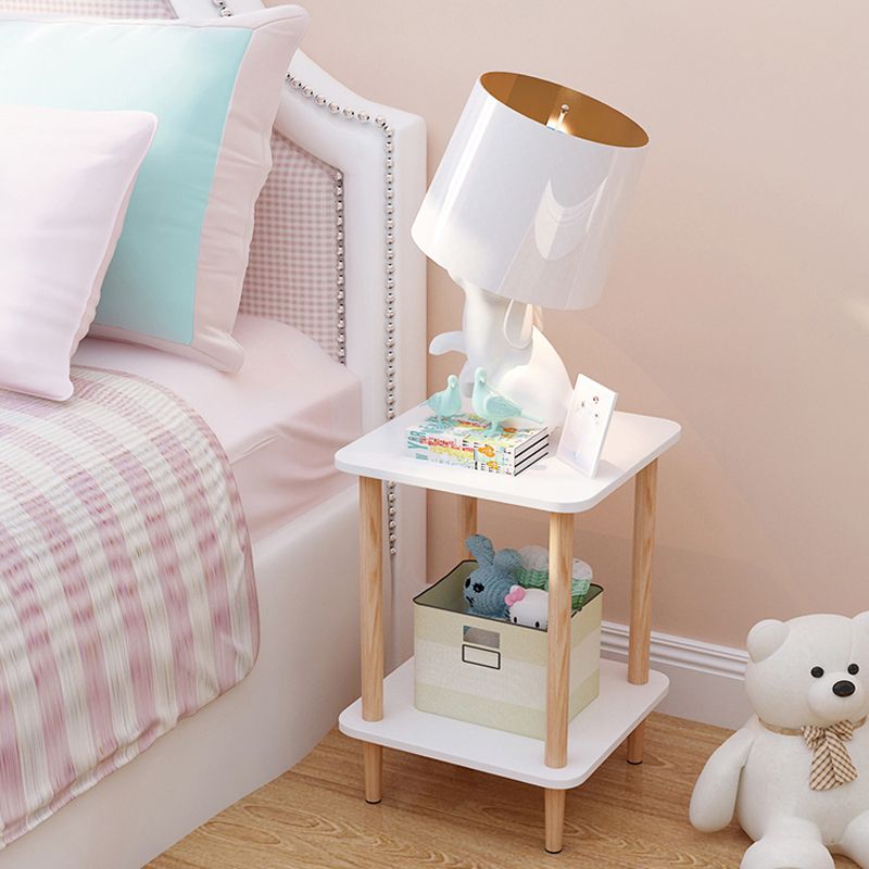 Wood 4 Legs End Table Modern Side End Snack Table for Living Room