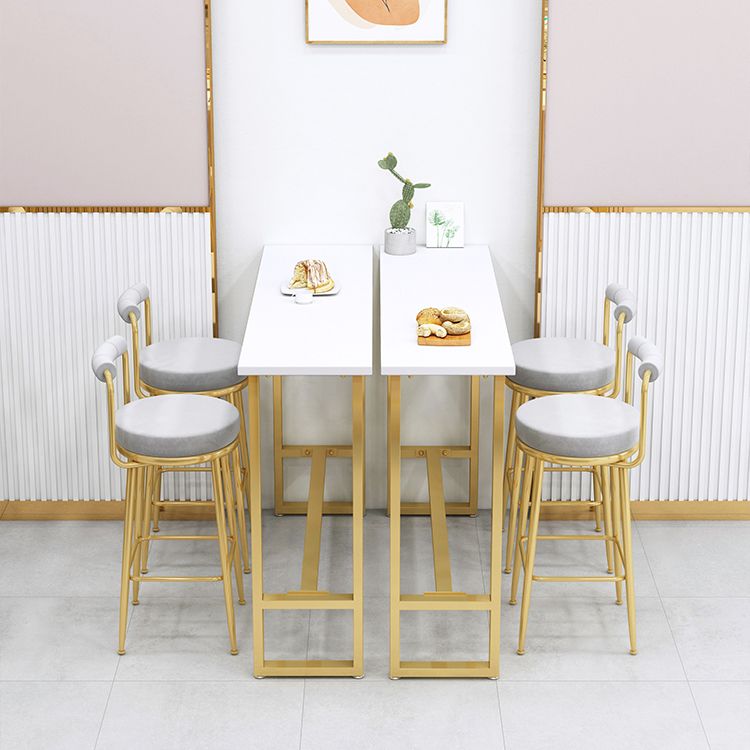 Glam 1/4 Pieces Bar Table Set Rectangle Stone Counter Table with High Stools