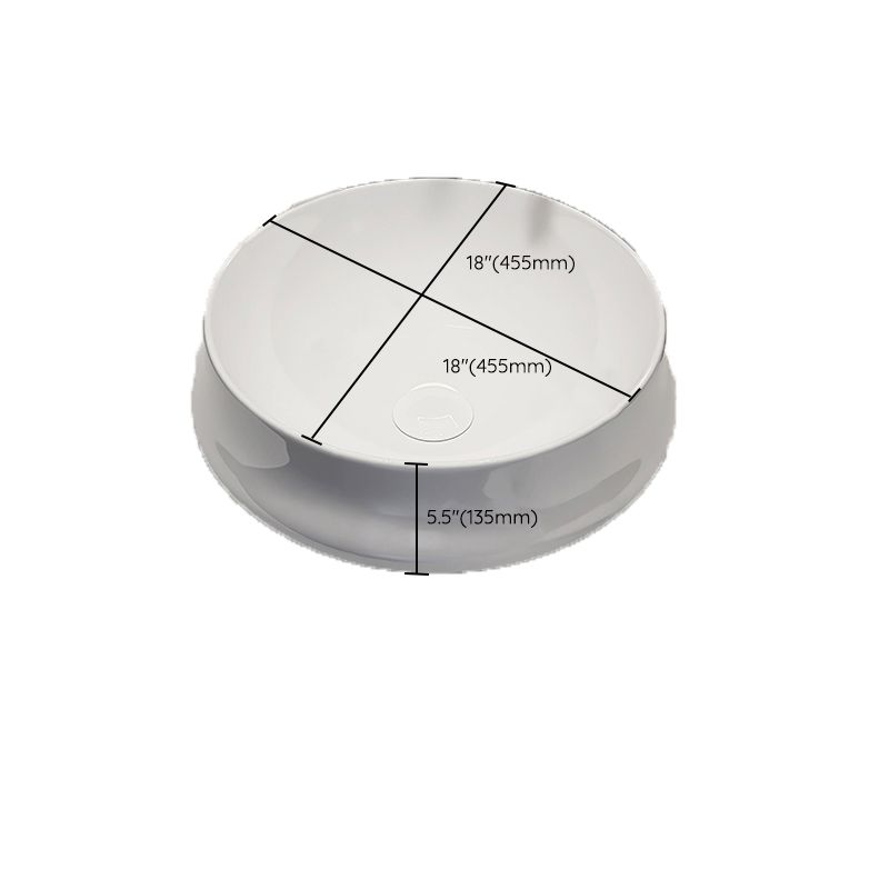 Modern Style Vessel Bathroom Sink Round Ceramic Vessel Bathroom Sink in White