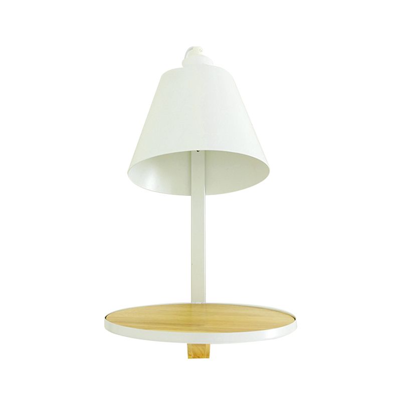 Lampada con pale sconde a parete con diica bianca/grigia Lampada a parete in metallo a 1 luce con sostenitore del legno