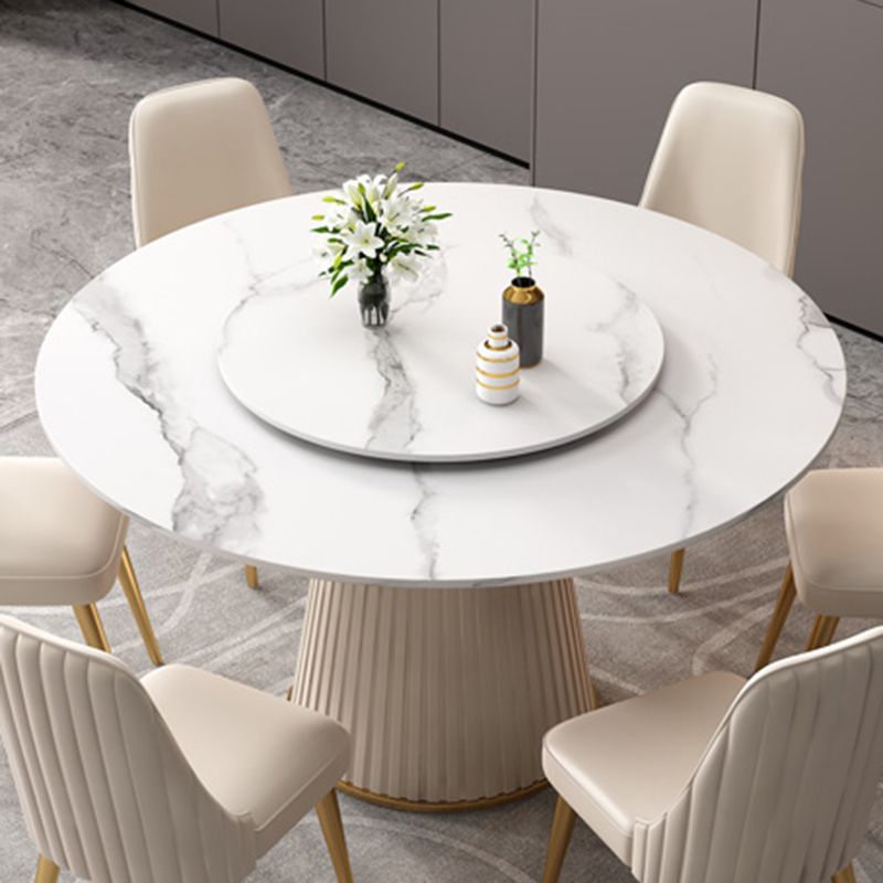 Stone Pedestal Table Contemporary Round Dining Table for Dinner Kitchen Home