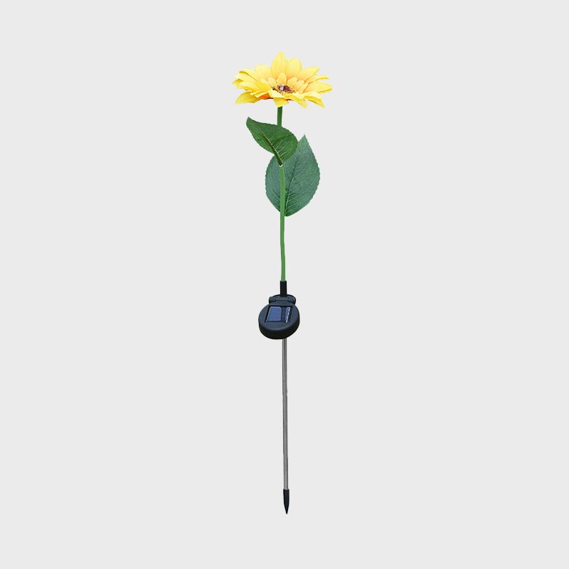 Yellow Sunflower Solar Pathway Light Decorative 1 Bulb Fabric LED Ground Lamp for Yard, 2 Packs