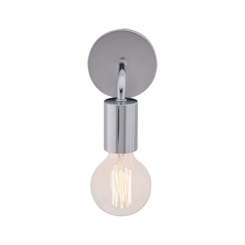 Iluminación de pared de dormitorio en ángulo de estilo retro metálico 1 bombilla blanca/acabado cromado lámpara de aplastamiento