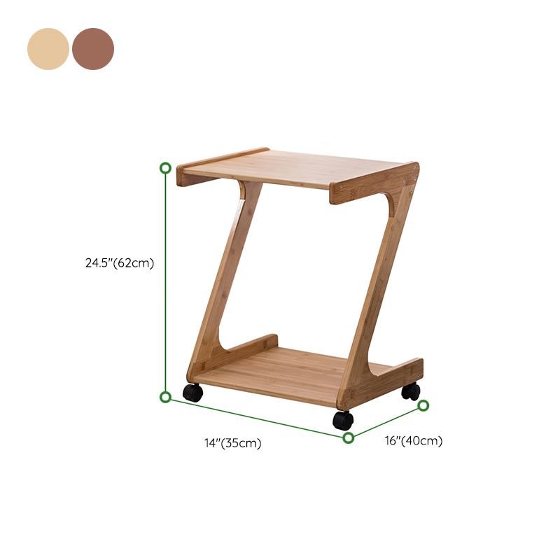 15" Wide Contemporary Corner Table Wood Double Tier Accent Side Table