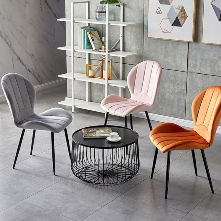 Home Scandinavian Side Chair Wingback Metal Upholstered Dining Room Chair