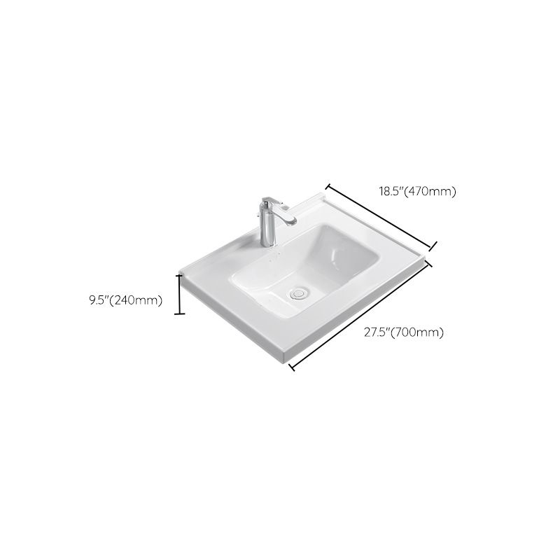 Contemporary Bathroom Sink Rectangular Porcelain Drop-in Bathroom Sink with Pop-Up Drain