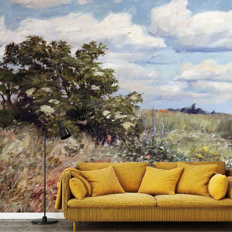 Landscape Illustration Wall Mural Classic Decorative Wall Mural for Bedroom
