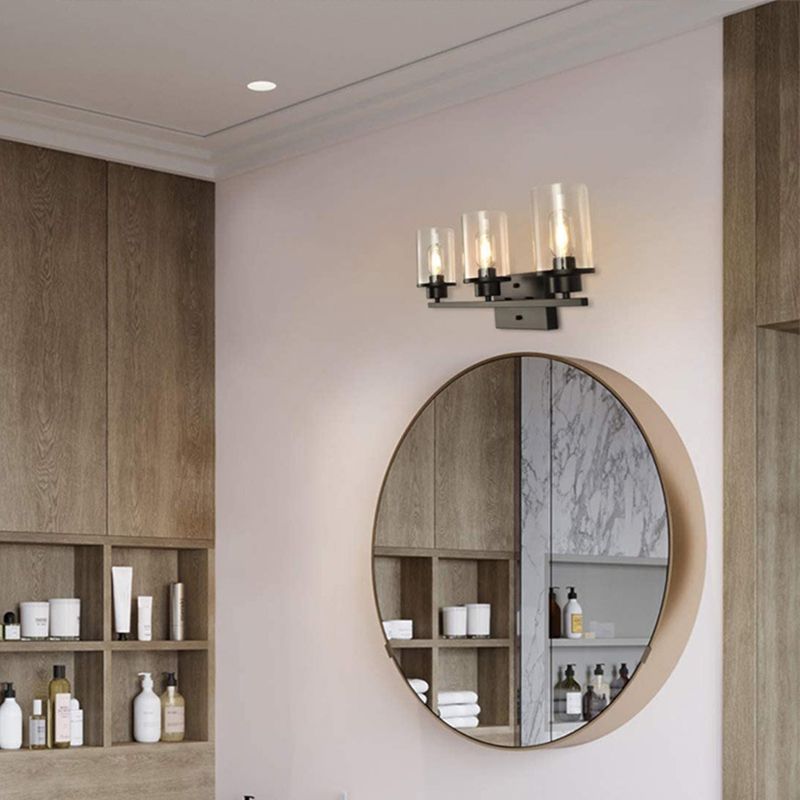 Traditional Bathroom Vanity Lighting 1 / 2 / 3 - Head Iron & Glass Bath Sconce