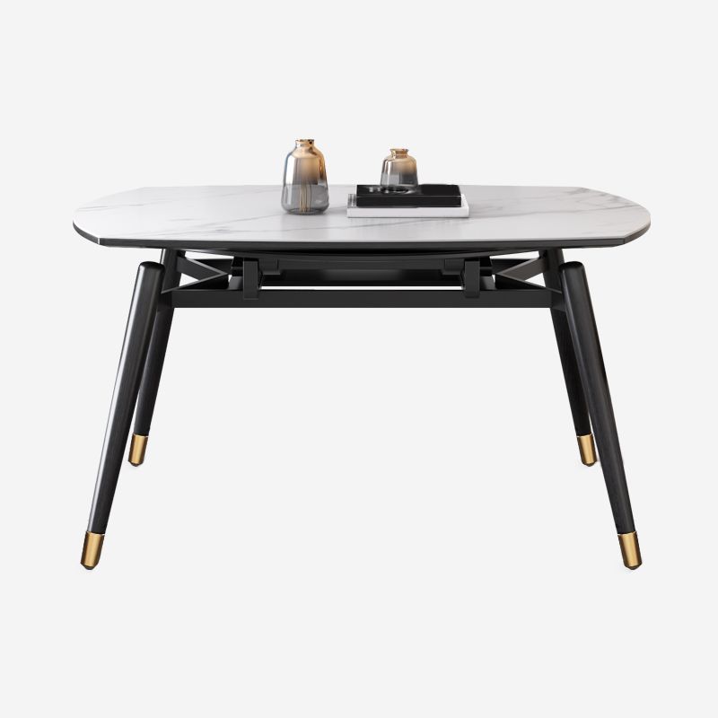 Eigentijdse uitschuifbare gesinterde stenen tafel, ronde vorm, standaard eettafel voor keuken