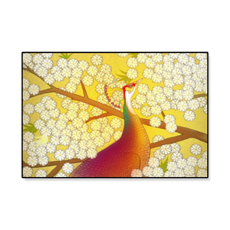 Oosterse tekening print dier canvas kunst veelkleurige gastenkamer wanddecoratie, getextureerd