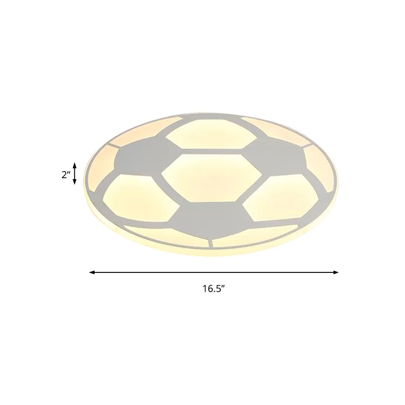 Sport Flat Soccer Flush Ceiling Light Acrylic Ceiling Mount Light in White for Kid Bedroom