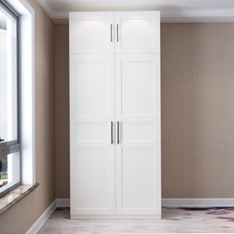 White Wardrobe Cabinet Engineered Wood Wardrobe Armoire for Home