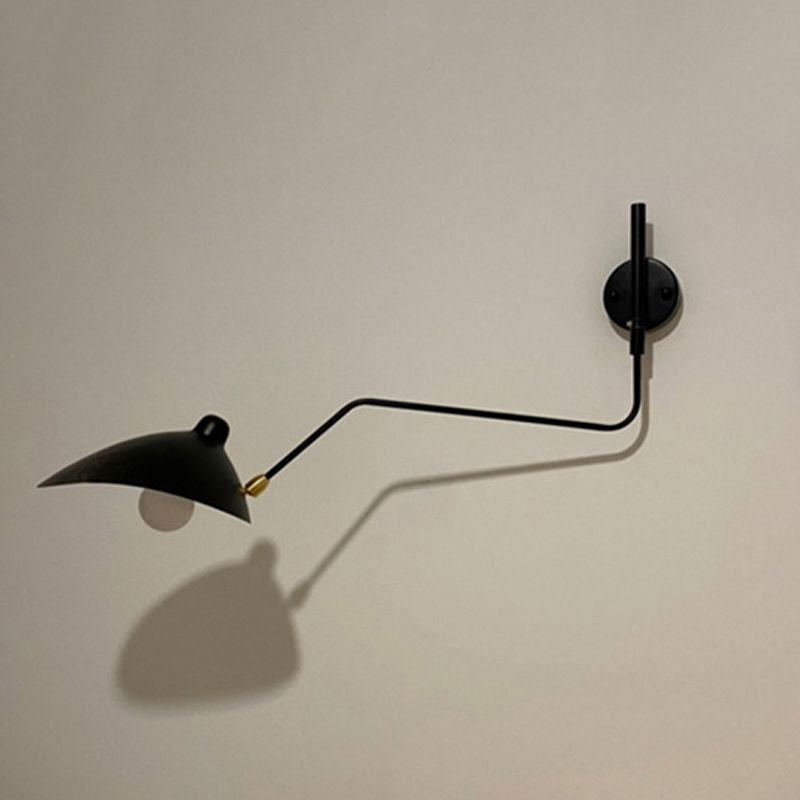 Contemporary Armed Wall Light Sconce Metal 1-Light Flush Mount Wall Sconce