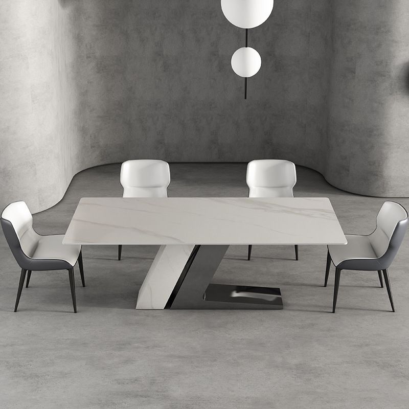 Modern White Stone Top Dinette Table Set 1/4/5/7 Pieces Dining Set with Padded Chairs