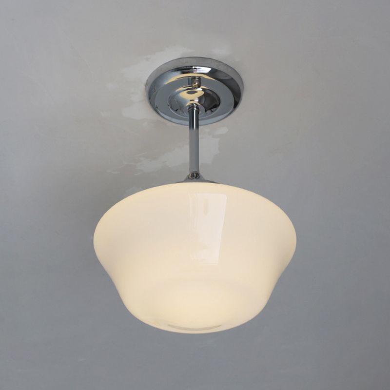 Glass Geometric Flush Mount Lights Contemporary Style 1 Light Flush Ceiling Light in White