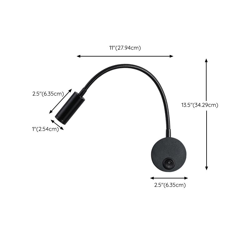 Adjustable LED Wall Fixture in Dark Black Aluminum Wall Reading Lighting