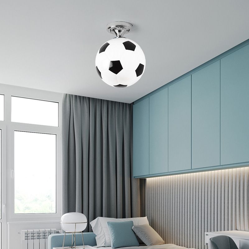 Football Ceiling Mounted Fixture Kids Style Glass Bedroom Close To Ceiling Lighting