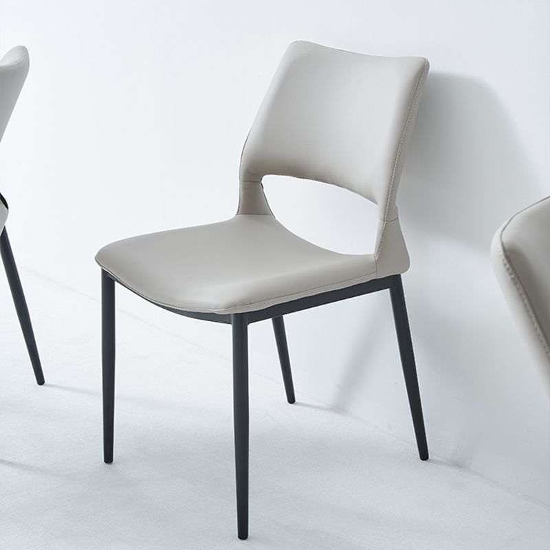 Minimalist Open Back Dining Side Chairs Leather Dining Side Chair for Home