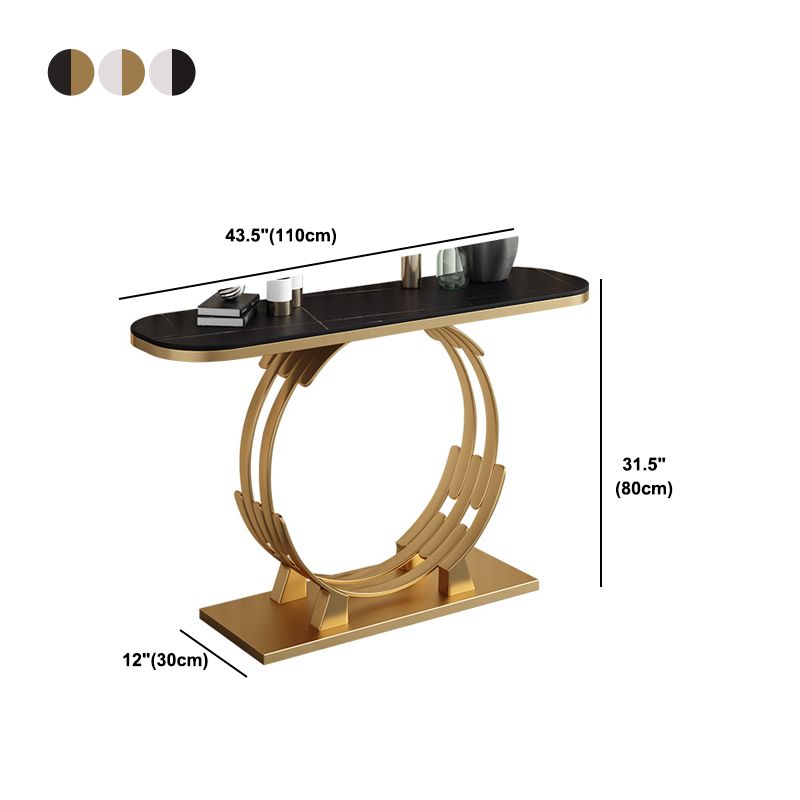 Glam Marble and Metal Rectangle Console Accent Table for Hall