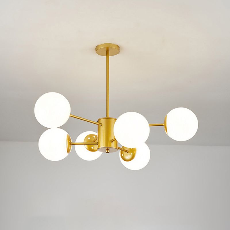 White Glass Modern Pendant Light Sputnik Global Ceiling Light for Living Room