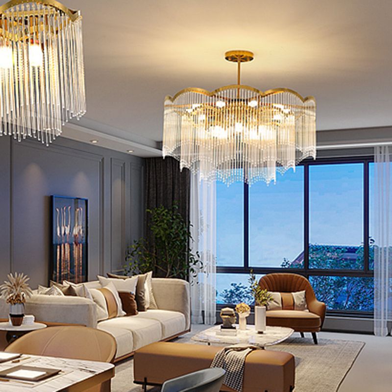 Accesorios de iluminación de araña circulares múltiples luces colgantes de vidrio de estilo moderno