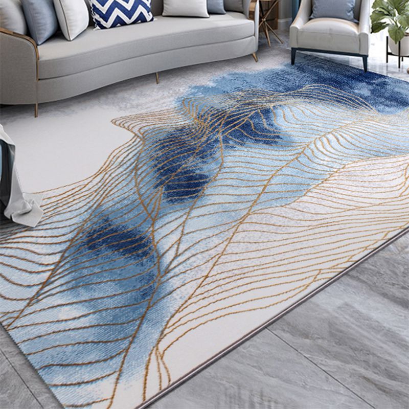 Modern Living Room Rug Multicolored Abstract Printed Area Carpet Polyster Non-Slip Backing Pet Friendly Area Rug