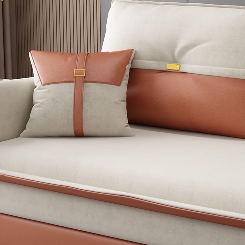 Glam Upholstered Futon Chair Faux leather Square Arms Sleeper Sofa