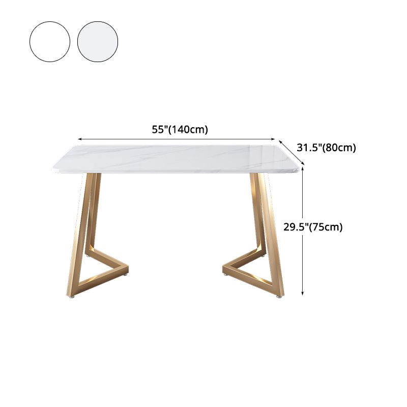 Glam Iron Dinette Set 1/2/5 Pieces Dining Table Set with Rectangle Sintered Stone Top