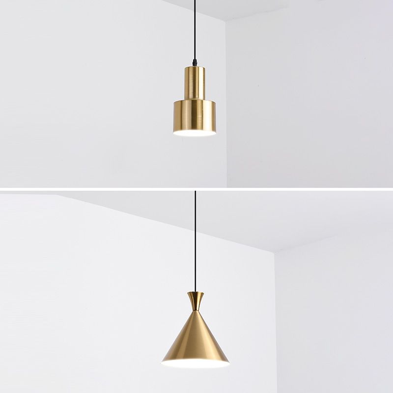 Post-modern Style Hanging Lamp Kit Simple Metal Bedroom Down Lighting Pendant in Gold