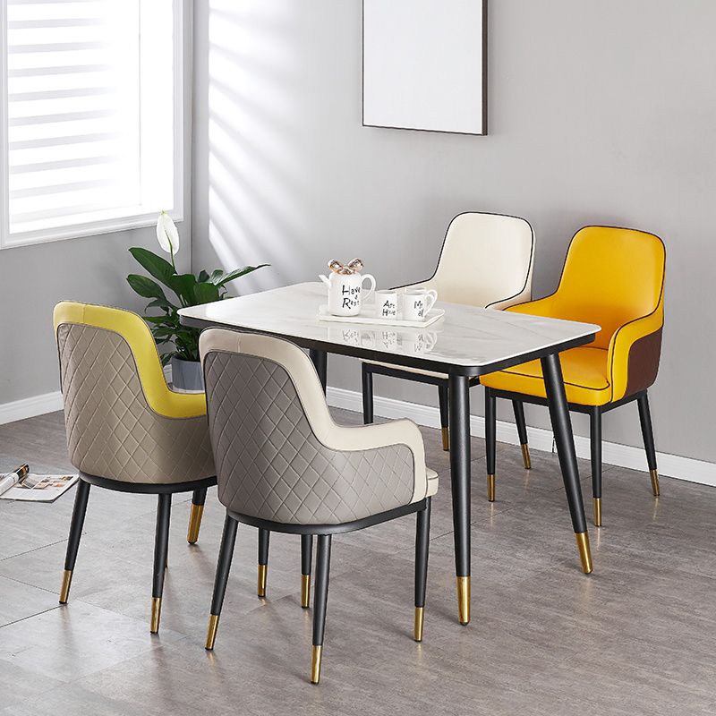 Silla auxiliar de comedor de estilo moderno Sillón de cocina con patas de metal
