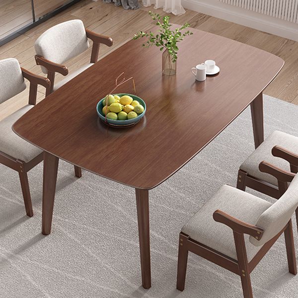 Mesa de comedor de madera sólida de estilo de goma moderno Mesa rectangular con 4 patas para comedor